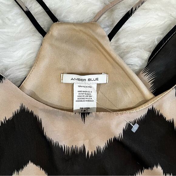 NEW Amber Blue Two Tone Contrast Striped Hi Lo Spaghetti Strap Maxi Dress S NWT - Picture 12 of 15